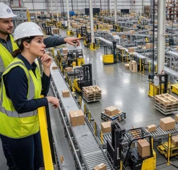 Employees Overlooking Factory Floor